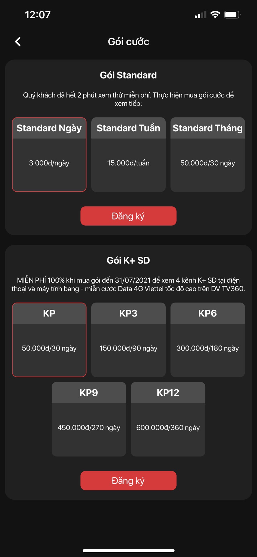 Ứng Dụng TV360 Truyền Hình Trực Tuyến: Thế Giới Giải Trí 7 Lựa chọn các gói cước mong muốn
