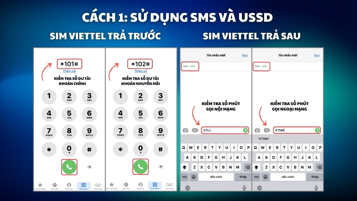 Hướng dẫn chi tiết cách kiểm tra tiền điện thoại viettel đơn giản 2 Cách kiểm tra tiền điện thoại Viettel trả trước