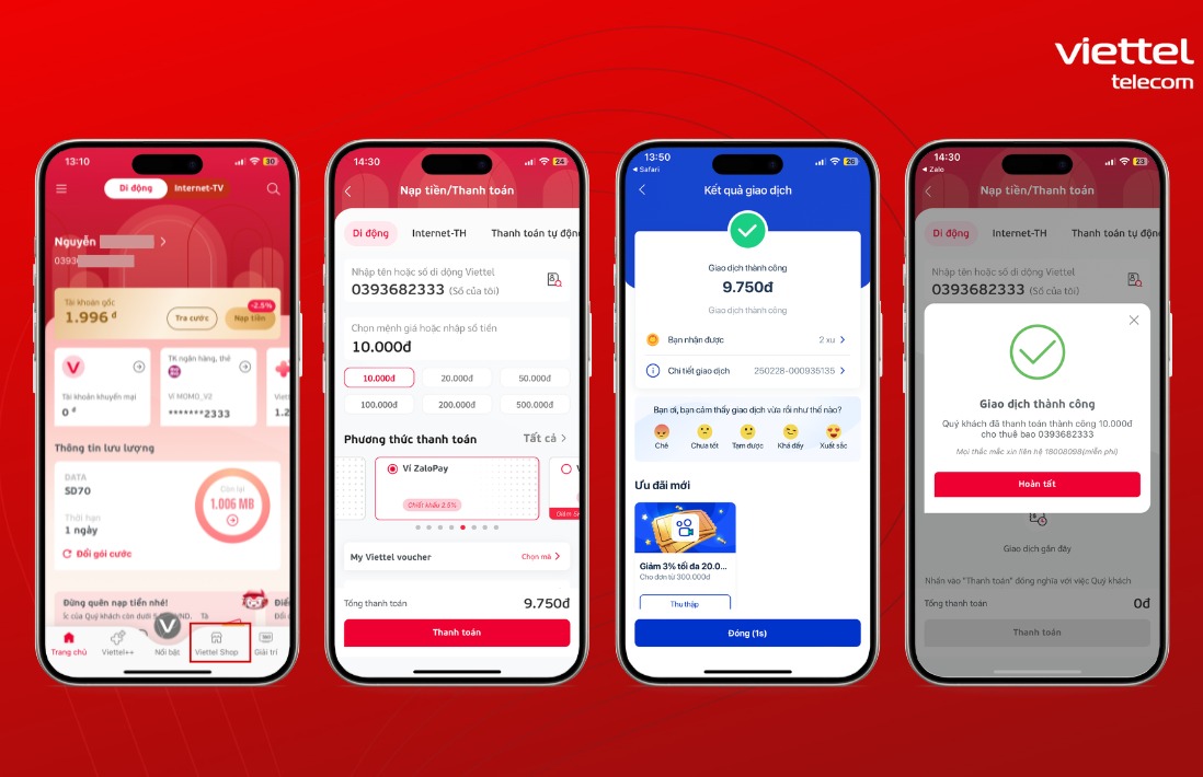Cách nạp thẻ Viettel Online & nạp miễn phí