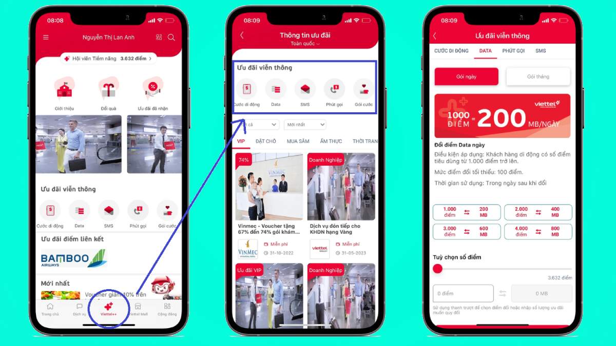 cách đổi điểm viettel trên ứng dụng My Viettel