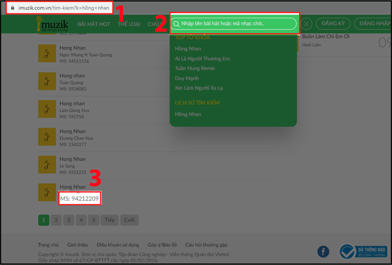 cài nhạc chờ Viettel qua website Imuzik