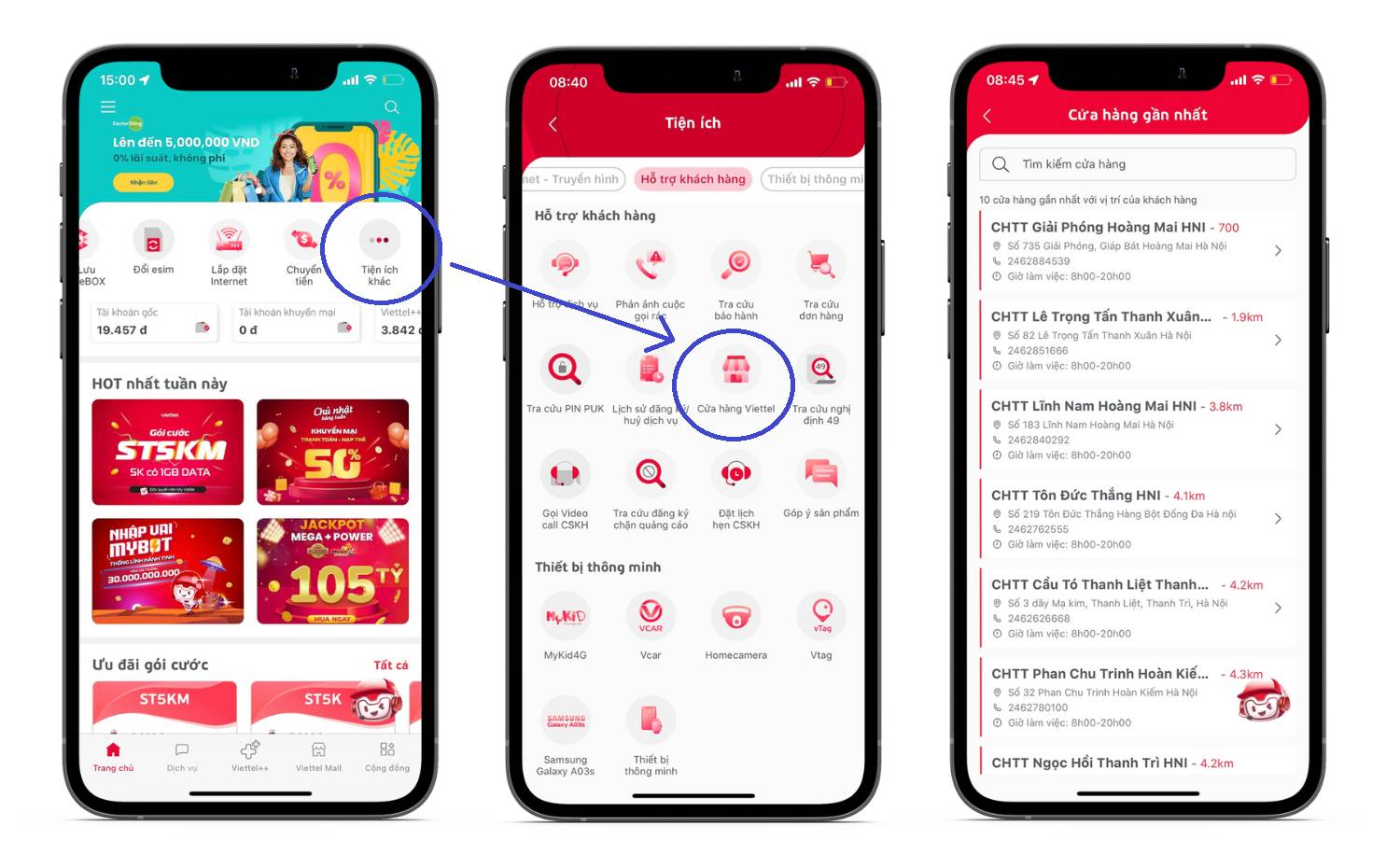 Viettel có làm chủ nhật không? Cập nhật giờ làm việc tại Viettel 4 Bạn có thể kiểm tra cửa hàng Viettel gần nhất nhanh chóng trên ứng dụng My Viettel.
