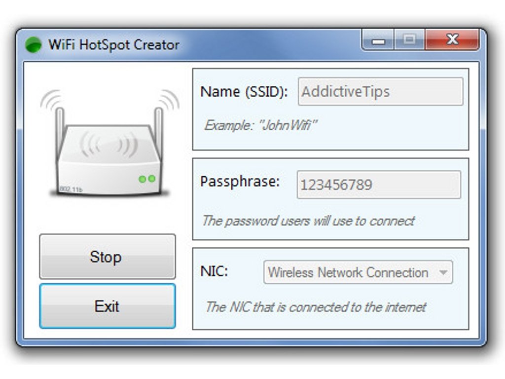 WiFi HotSpot Creator là phần mềm phát wifi miễn phí đơn giản, dễ cài đặt và sử dụng.