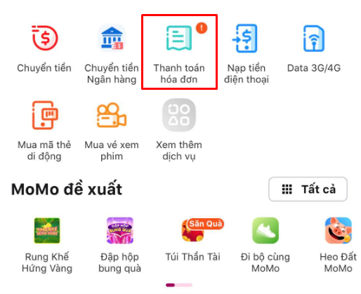 thanh toán tiền internet viettel qua momo